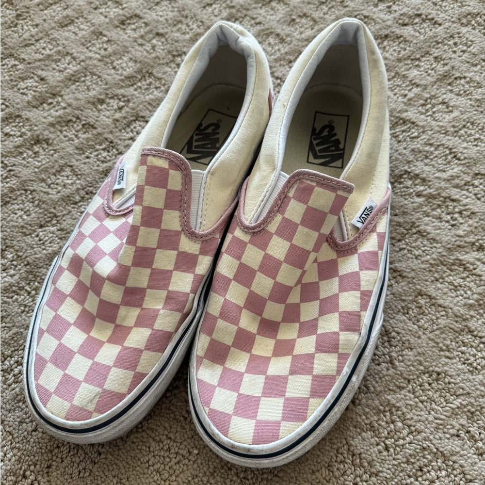 Vans Classic Slip-On Checkerboard Shoe; Light Pink; Size Women’s 9